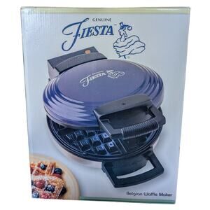 New! Genuine 1990's Fiesta Belgian Waffle Maker Cobalt Blue Fiestaware